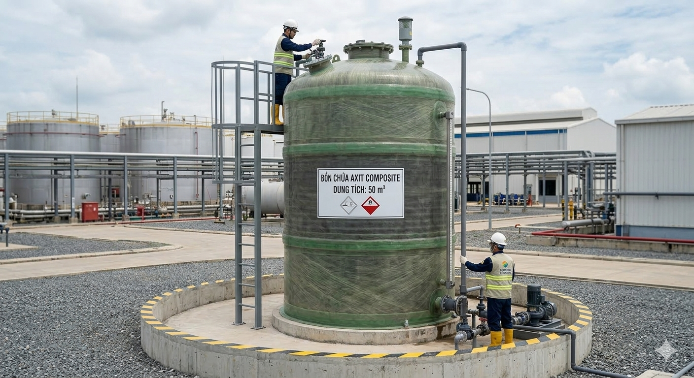 Bể chứa Axit Composite là gì? Tại sao sử dụng bể chứa Axit bằng Composite lại ngày càng phổ biến?